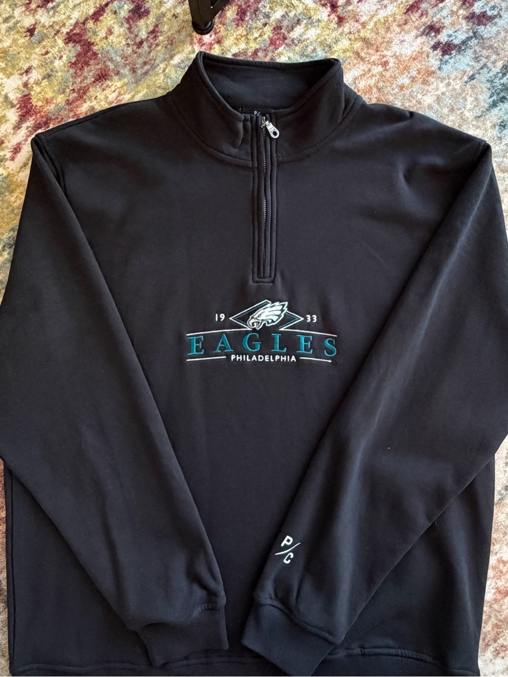 Philadelphia Eagles Black Quarter-Zip Pullover Sweater